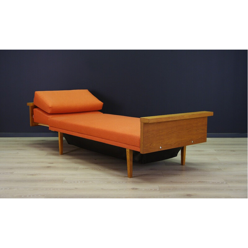 Vintage Scandinavian Sofa Upholstered in Orange Fabric - 1970s