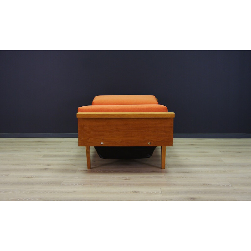 Vintage Scandinavian Sofa Upholstered in Orange Fabric - 1970s