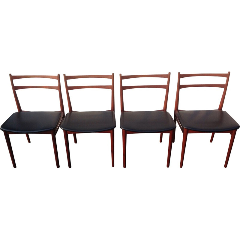 Suite de 4 chaises d'Henry Rosengren Hansen - 1960