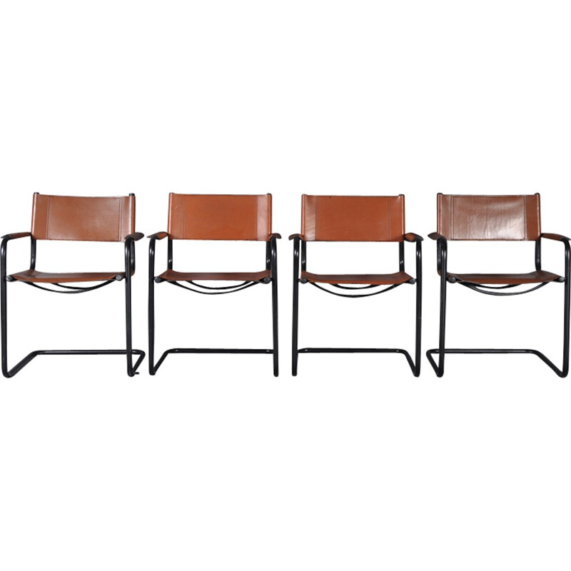 Set of 4 chairs in steel - 1970s