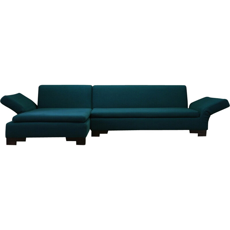 Vintage corner sofa in green fabric produced by Bullfrog - 1980s