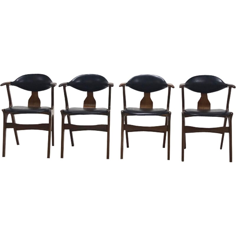 Lot de 4 Cow Horn chairs par Louis van Teeffelen pour AWA - 1960