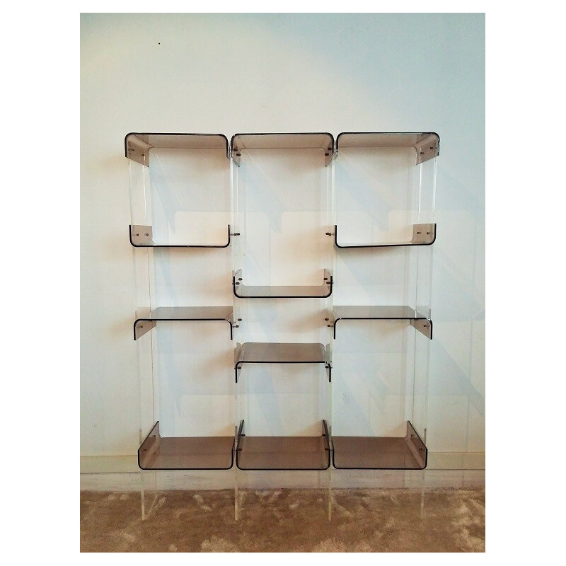 Vintage French Plexiglas Bookshelf - 1970s.