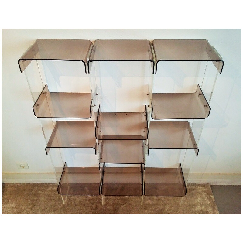 Vintage French Plexiglas Bookshelf - 1970s.