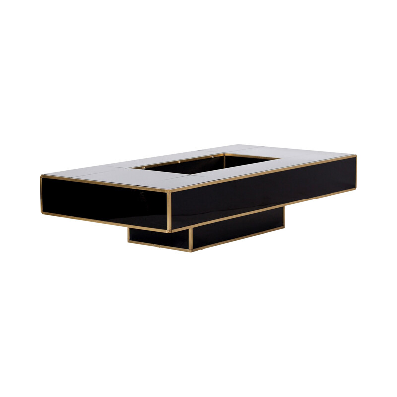 Black & Brass Coffee Table for Mario Sabot - 1970s