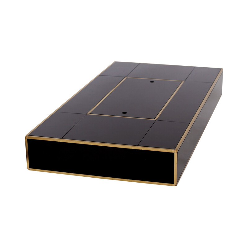 Table Basse Noire et en Laiton pour Mario Sabot - 1970