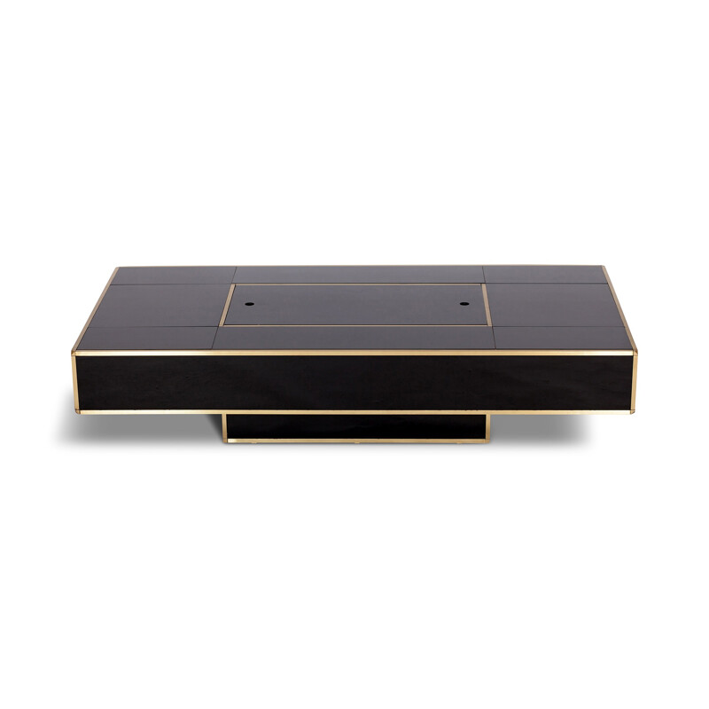 Black & Brass Coffee Table for Mario Sabot - 1970s