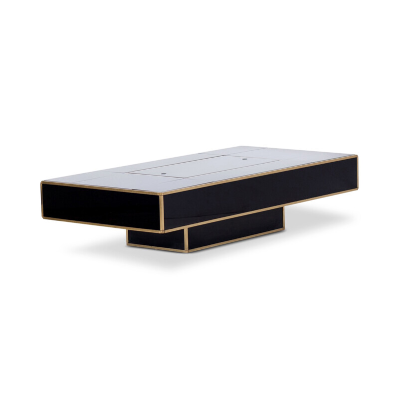 Black & Brass Coffee Table for Mario Sabot - 1970s