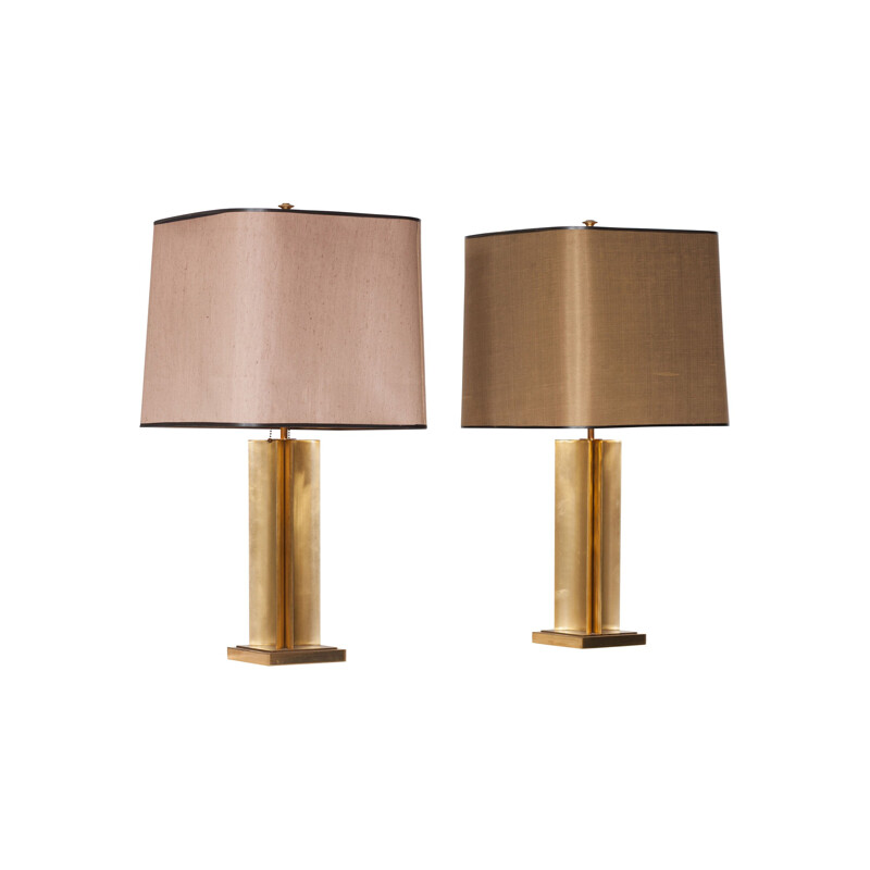 Pair of Brass Table Lamps, Maison Jansen - 1970s