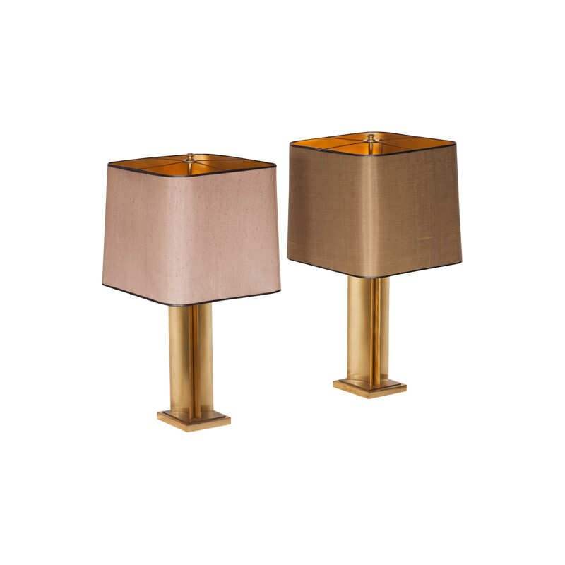 Pair of Brass Table Lamps, Maison Jansen - 1970s