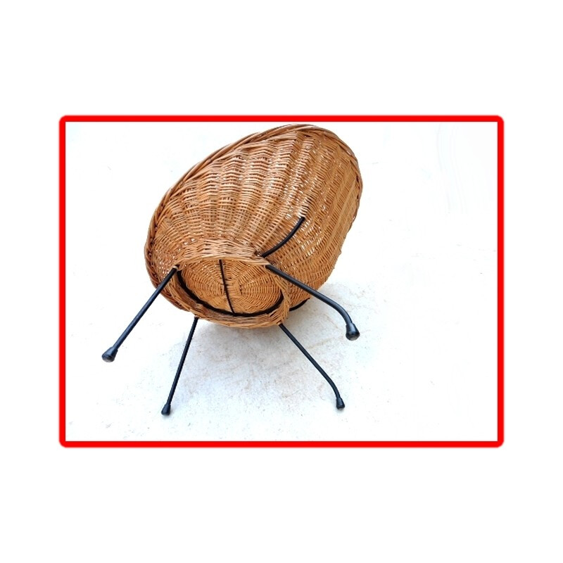 Rattan vintage shell shape armchair - 1960s