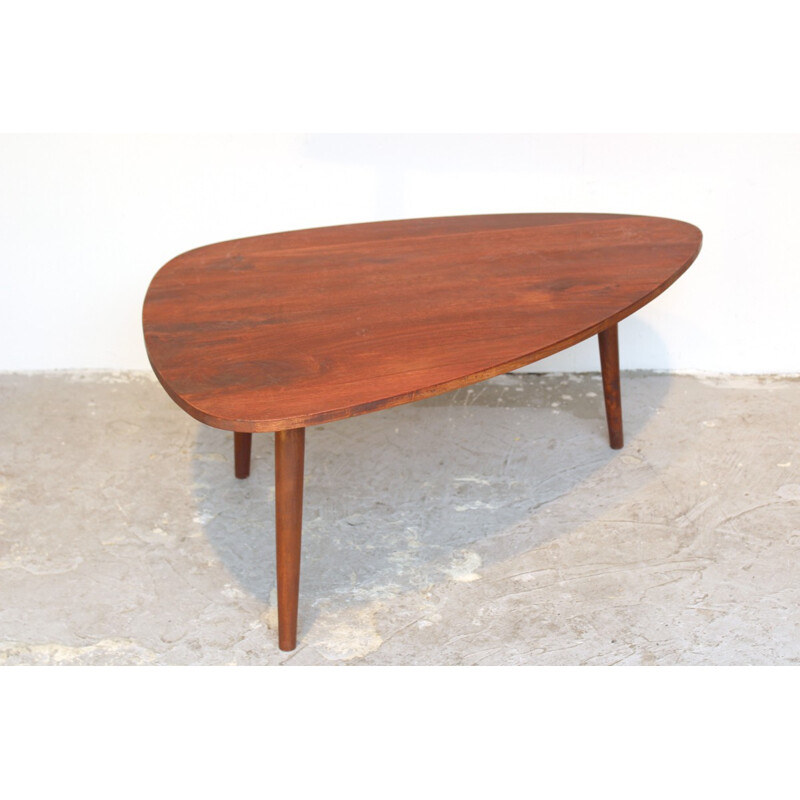 Tripod coffee table made of stained wood - 1960s