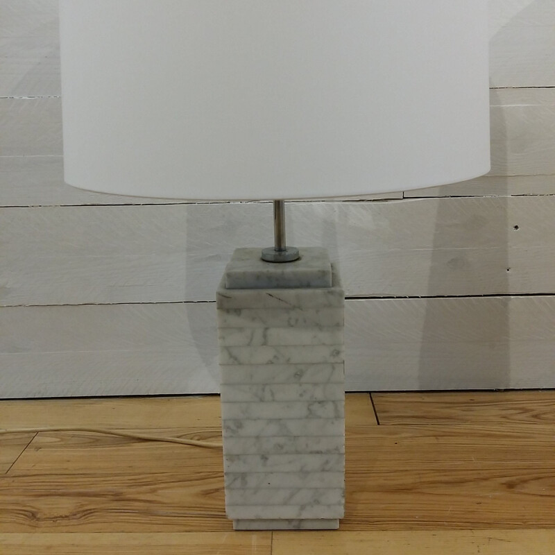 Pair of lamp in white marble, Florence KNOLL - 1960s