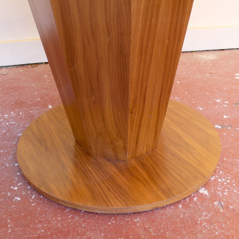 Octagonal walnut pedestal table - 1970s