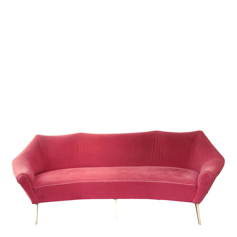 Vintage sofa in red fabric and metal - 1960s