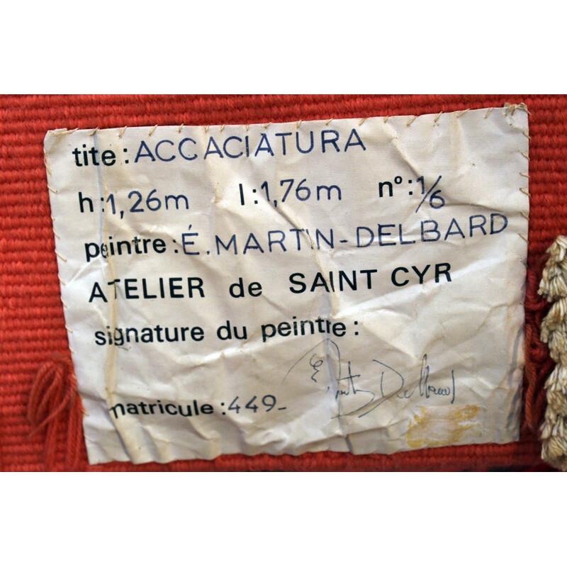 Rug in wool by Etienne Marcel Delbard for Atelier Saint Cyr - 1950s
