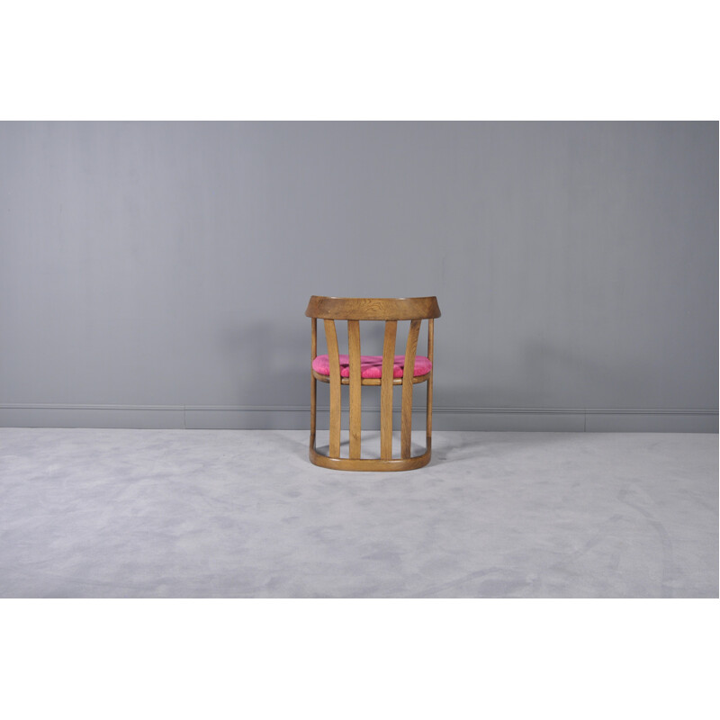 Vintage armchair in wood and pink fabric by Knoll Collection - 1960s