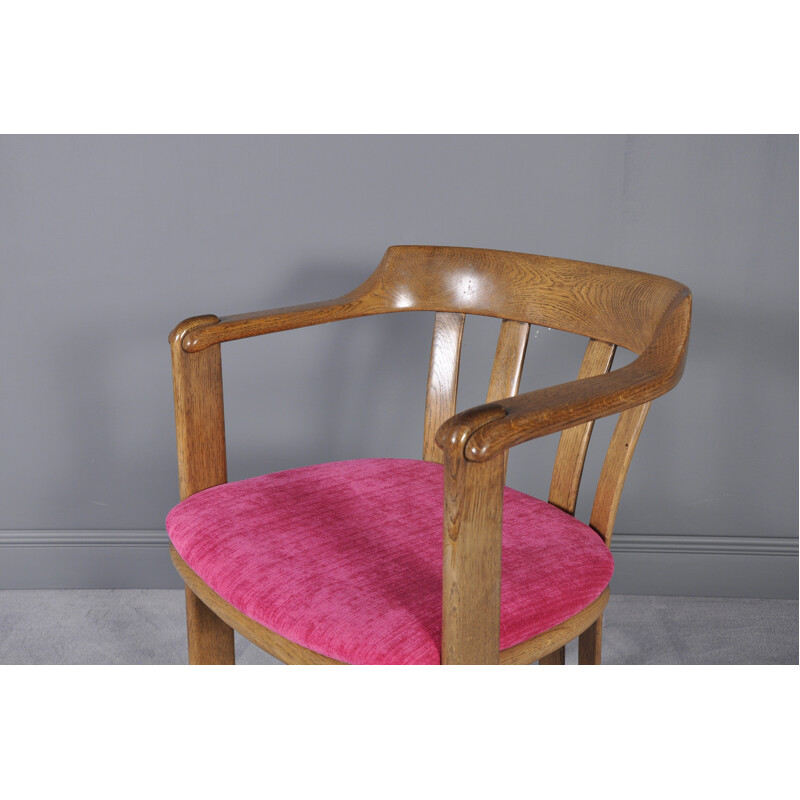 Vintage armchair in wood and pink fabric by Knoll Collection - 1960s