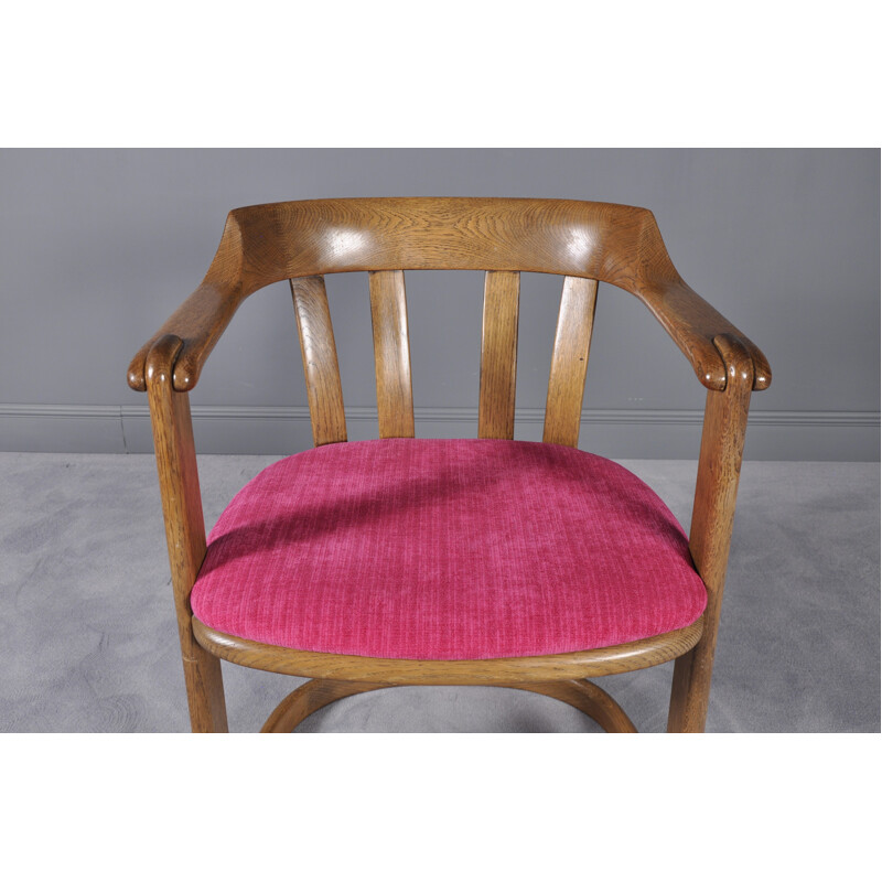 Vintage armchair in wood and pink fabric by Knoll Collection - 1960s