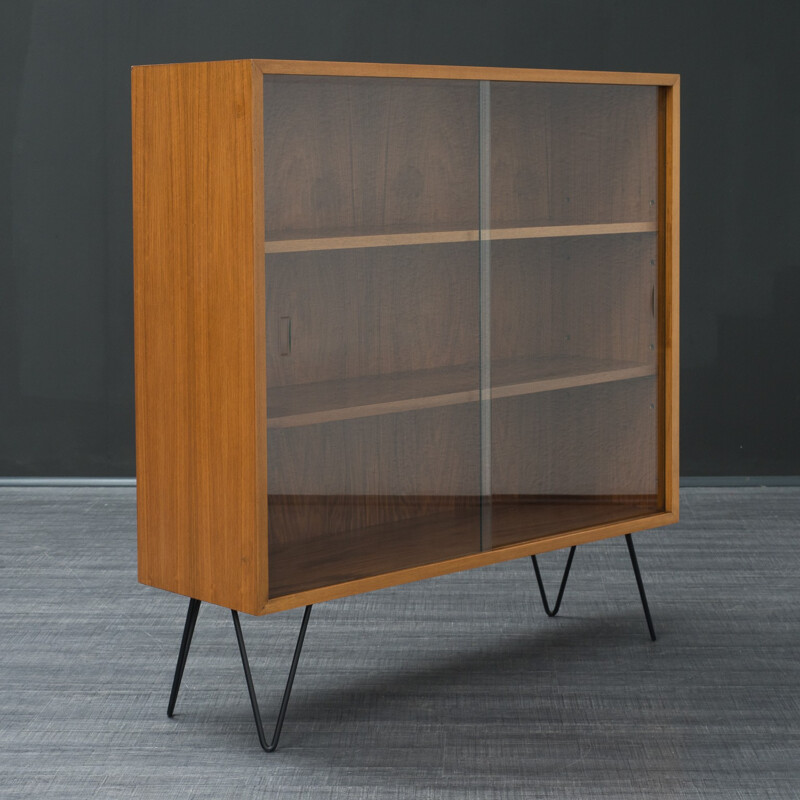 Vintage small cabinet in glass and walnut - 1960s
