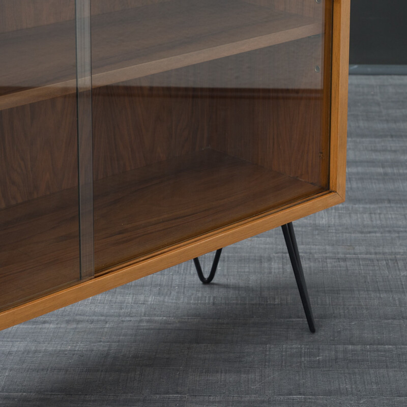 Vintage small cabinet in glass and walnut - 1960s