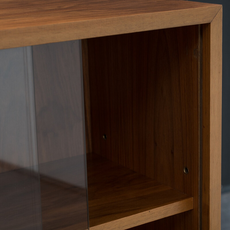 Vintage small cabinet in glass and walnut - 1960s