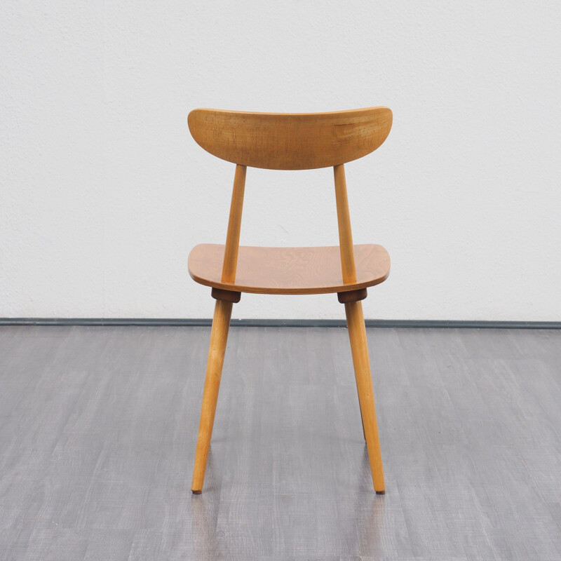 Set of 6 dining chairs in solid beechwood - 1950s