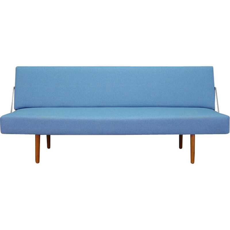 Canapé Vintage Retapissé en tissu bleu - 1960