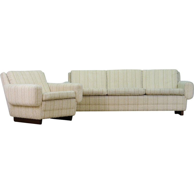 White Danish Sofa and Armchair - 1960s