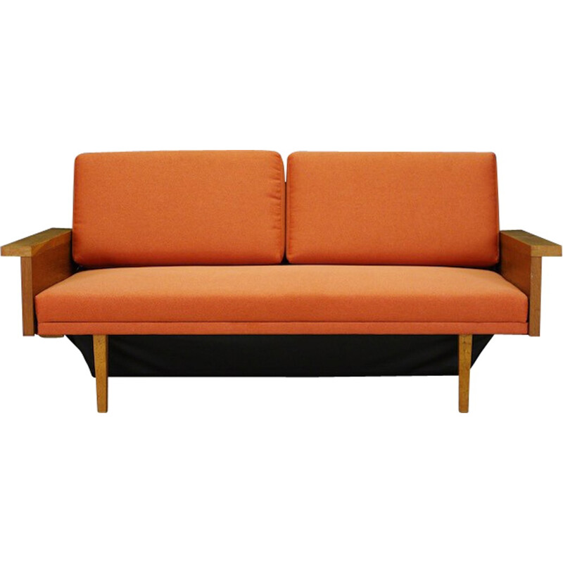 Vintage Scandinavian Sofa Upholstered in Orange Fabric - 1970s