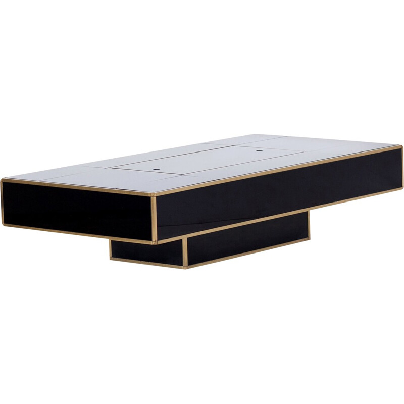 Black & Brass Coffee Table for Mario Sabot - 1970s