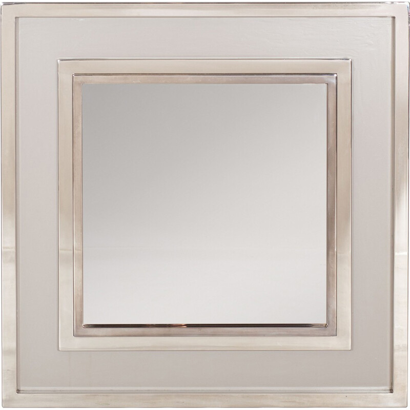 Grand miroir chromé pour Maison Jansen - 1980