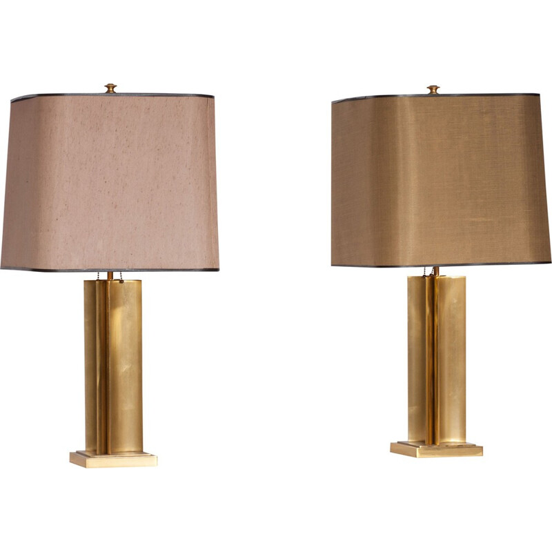 Pair of Brass Table Lamps, Maison Jansen - 1970s