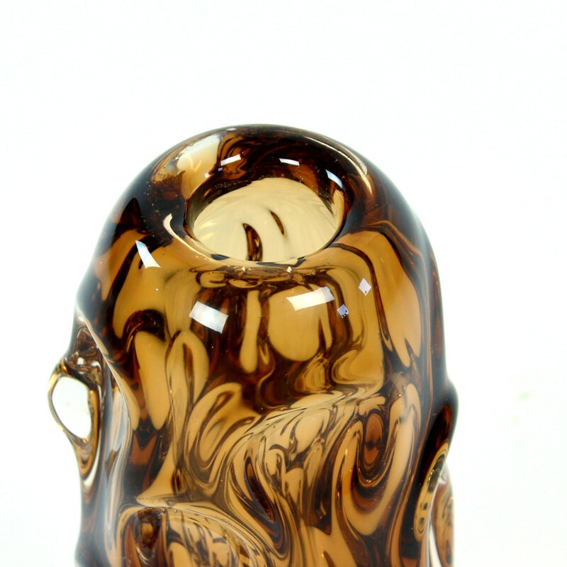 Jan Beranek Glass Vase in Amber - 1950s