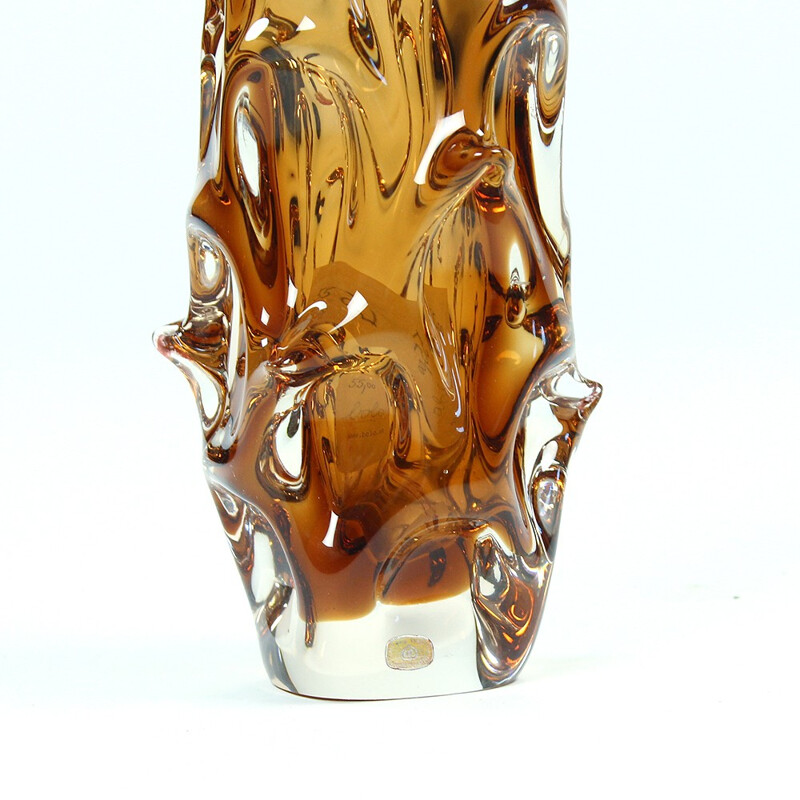 Vase en verre et Amber de Jan Beranek - 1950