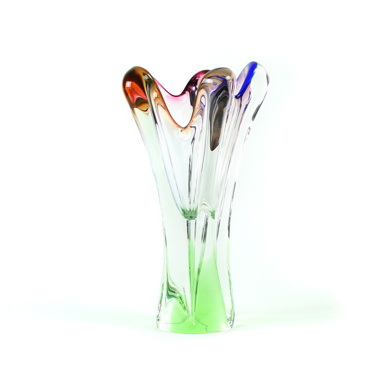 Art Glass Vase by Josef Hospodka for Sklarny Chribska - 1960