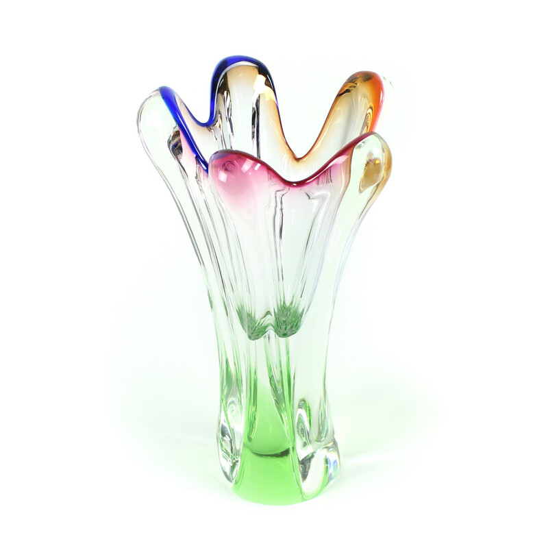 Art Glass Vase by Josef Hospodka for Sklarny Chribska - 1960