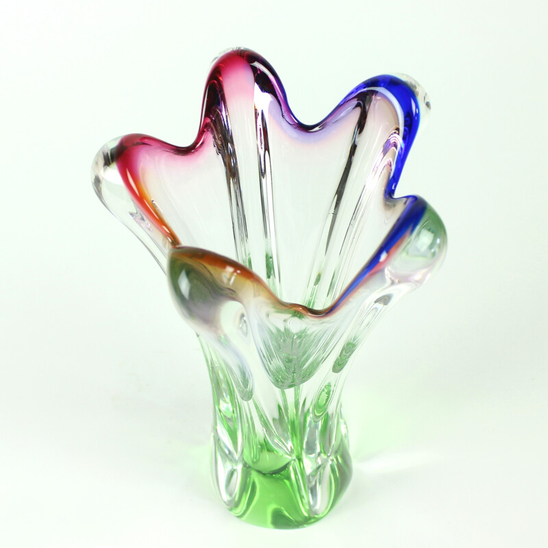 Art Glass Vase by Josef Hospodka for Sklarny Chribska - 1960