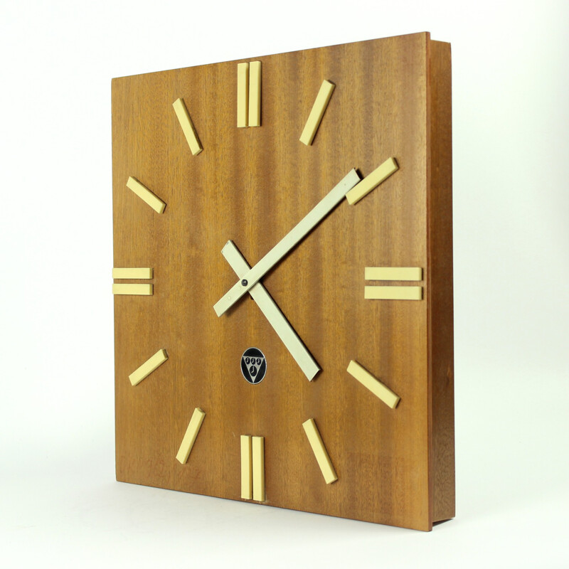 Wooden Pragotron Clock Type PPH 410 - 1970s