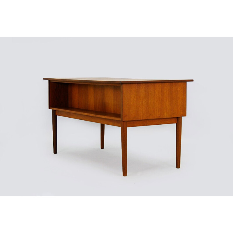 Bureau de rédaction danois en teck vintage moderne - 1970