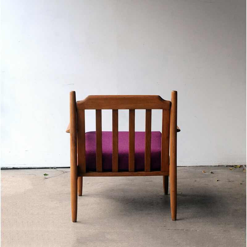 Pair of purple teak Scandinavian armchairs - 1960s