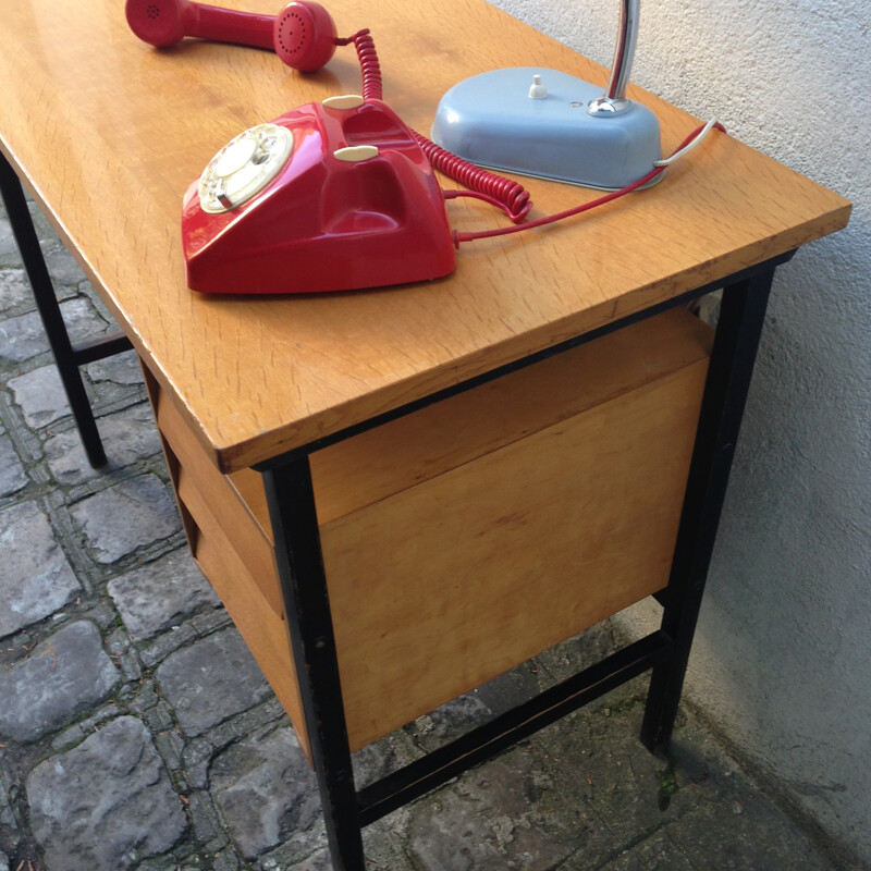 Vintage desk with 3 drawers - 1950s