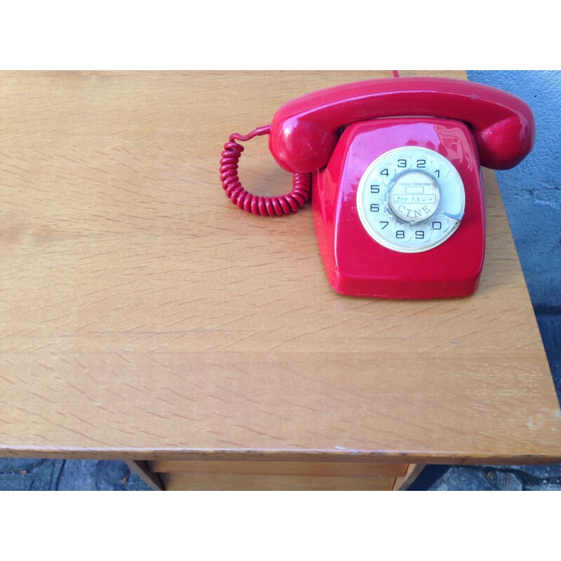 Bureau vintage avec caisson 3 tiroirs - 1950