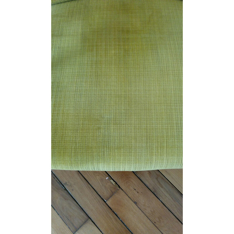 Fauteuil vintage scandinave vert-jaune - 1960