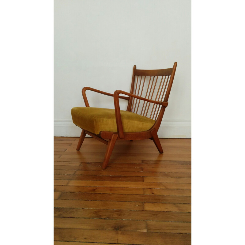 Scandinavian vintage green-yellow armchair - 1960s