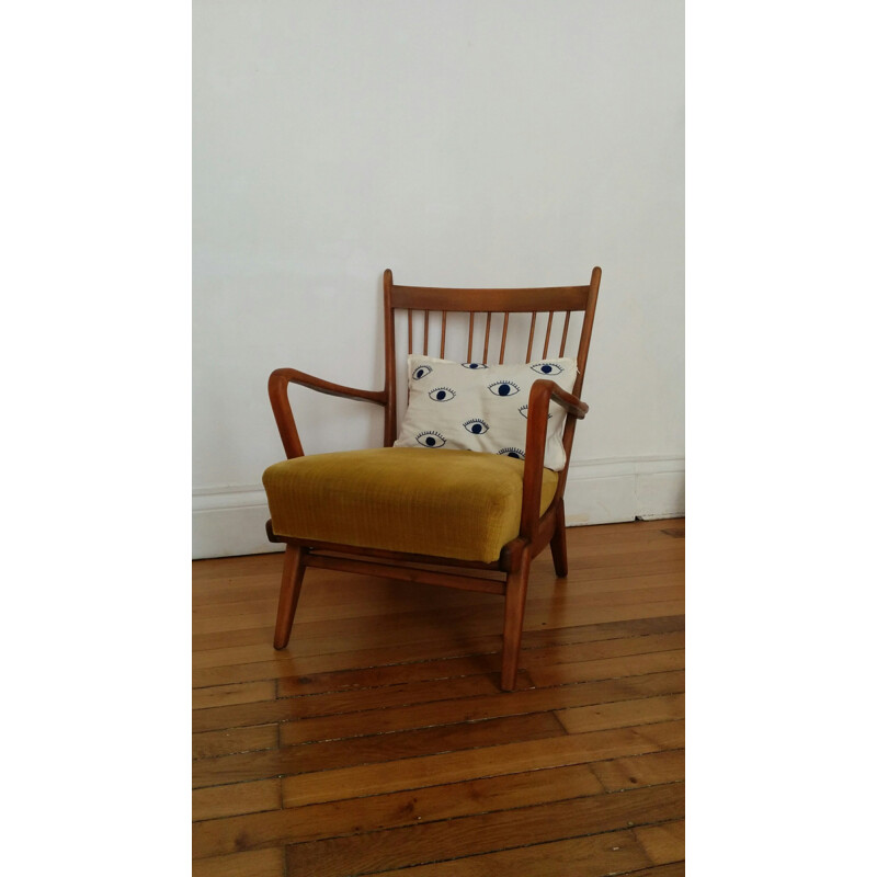 Scandinavian vintage green-yellow armchair - 1960s
