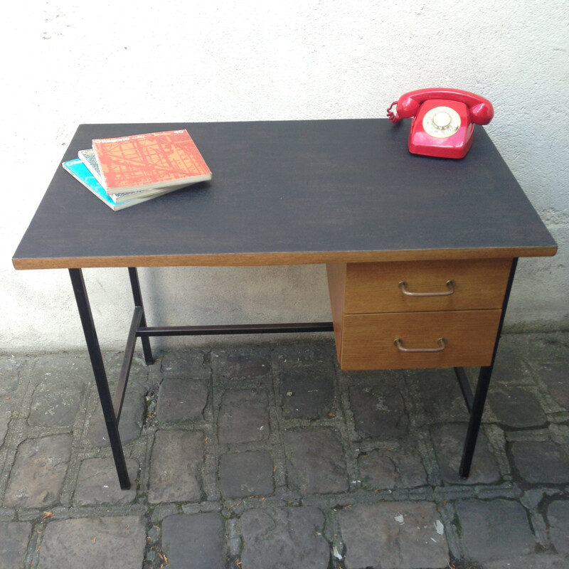 Bureau vintage bois et métal - 1950