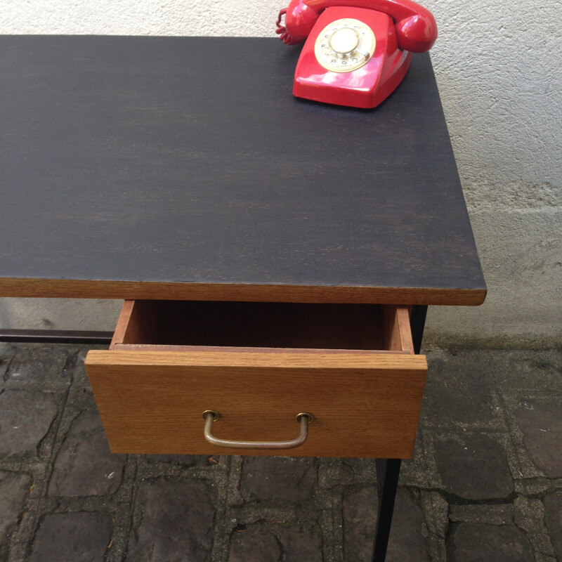 Vintage wood and metal writing desk - 1950s