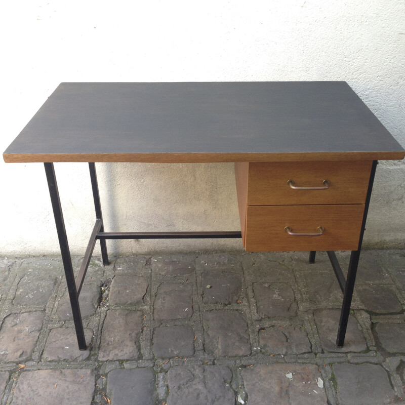 Vintage wood and metal writing desk - 1950s