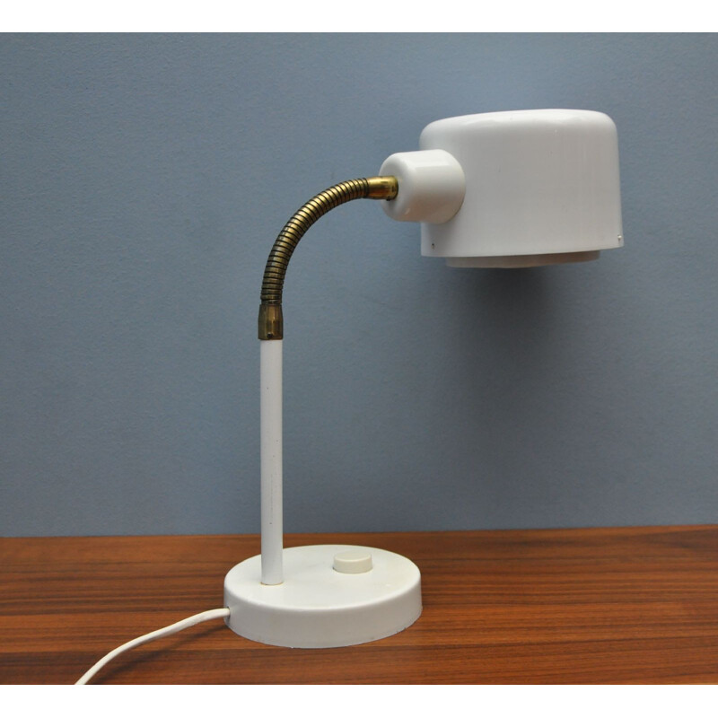 Scandinavian white and gold desk lamp - 1960s